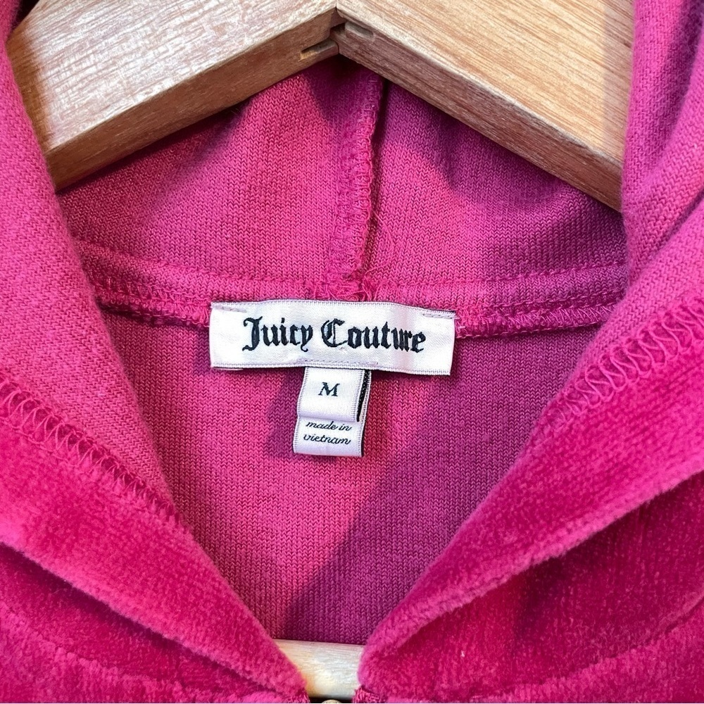 RARE Juicy Couture Vintage Velour Full Zip Hoodie track Jacket Y2K Spell out M - Picture 5 of 10